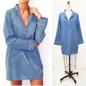 Victoria's Secret Womens Mayfair Blue Geometric Print Cotton Modal Pajama Dress